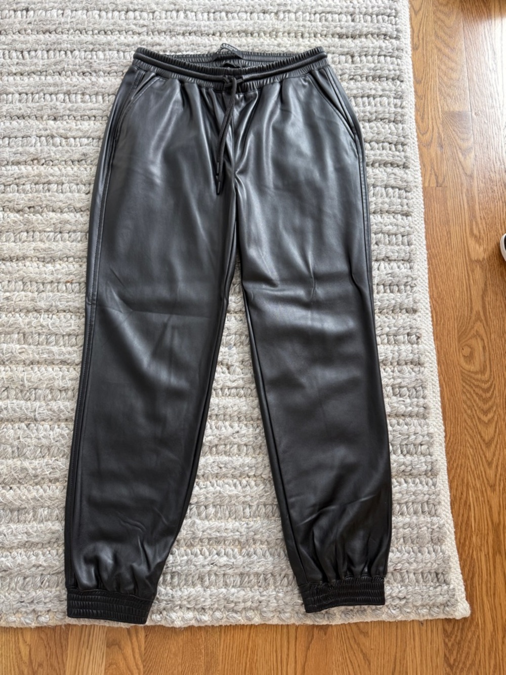 Liverpool Black Faux Leather Joggers